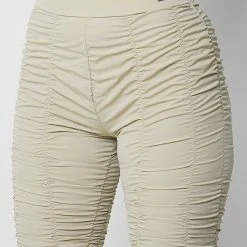 Woman Shorts Ruched Cycling Shorts - Beige