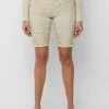 Woman Shorts Ruched Cycling Shorts - Beige