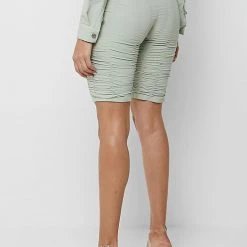 Woman Shorts Ruched Cycling Shorts - Sage Green CO-ORDS