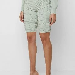 Woman Shorts Ruched Cycling Shorts - Sage Green CO-ORDS