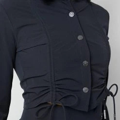 Woman Shirts Ruched Detail Shirt - Ink Blue