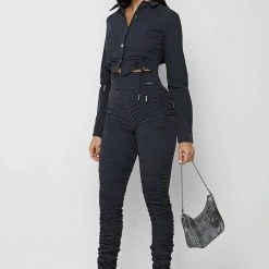 Woman Shirts Ruched Detail Shirt - Ink Blue