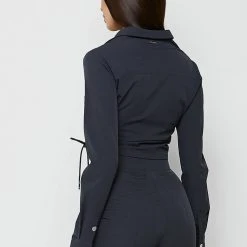 Woman Shirts Ruched Detail Shirt - Ink Blue