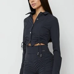 Woman Shirts Ruched Detail Shirt - Ink Blue