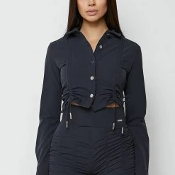 Woman Shirts Ruched Detail Shirt - Ink Blue