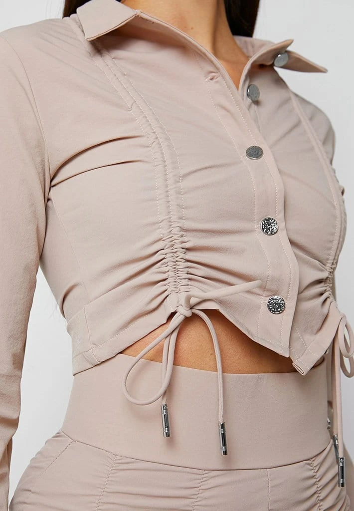 Woman Shirts Ruched Detail Shirt - Dusty Pink