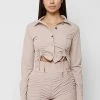 Woman Shirts Ruched Detail Shirt - Dusty Pink