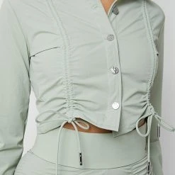 Woman Shirts Ruched Detail Shirt - Sage Green