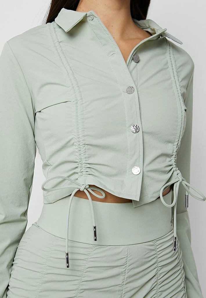 Woman Shirts Ruched Detail Shirt - Sage Green
