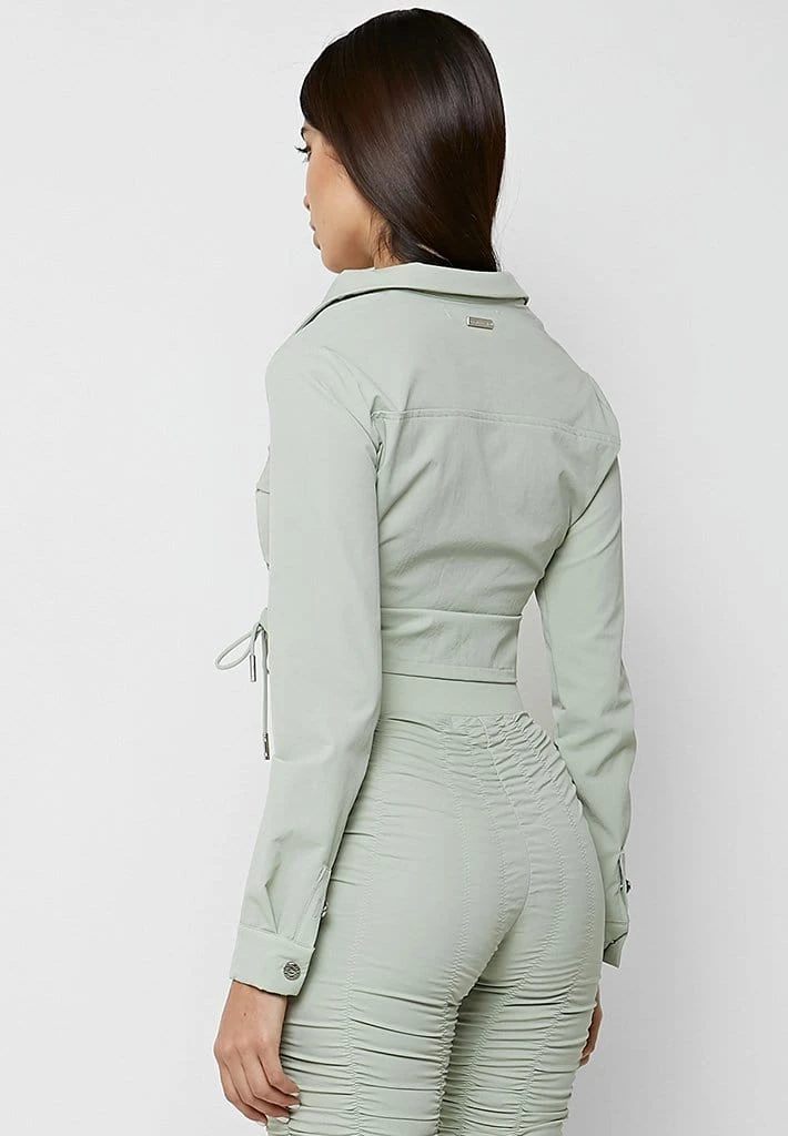 Woman Shirts Ruched Detail Shirt - Sage Green