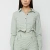 Woman Shirts Ruched Detail Shirt - Sage Green