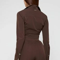 Woman Shirts Ruched Detail Shirt - Chocolate Brown