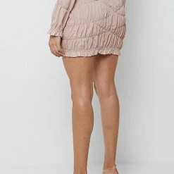 Woman Skirts CO-ORDS Ruched Ruffle Mini Skirt - Dusty Pink