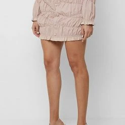 Woman Skirts CO-ORDS Ruched Ruffle Mini Skirt - Dusty Pink