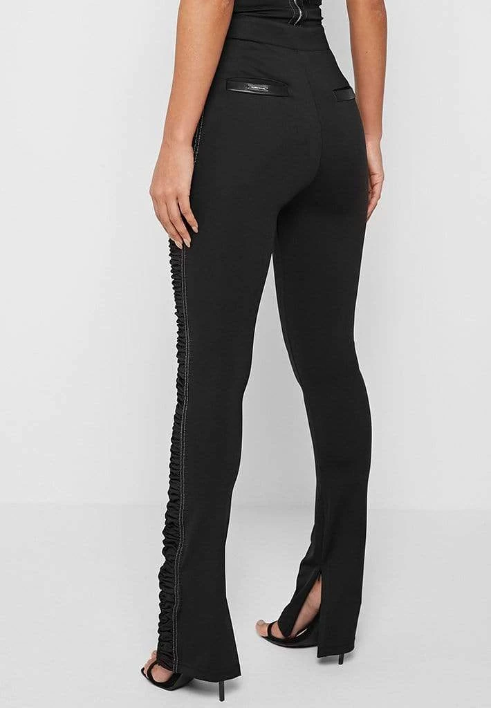 Woman Leggings Ruched Side Flared Leggings - Black