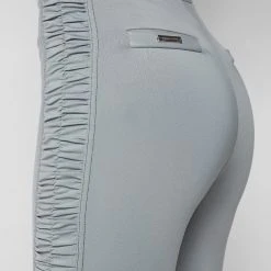 Woman Leggings Ruched Side Flared Leggings - Iced Grey
