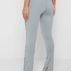 Woman Leggings Ruched Side Flared Leggings - Iced Grey