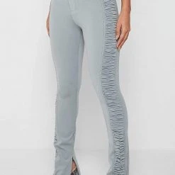 Woman Leggings Ruched Side Flared Leggings - Iced Grey