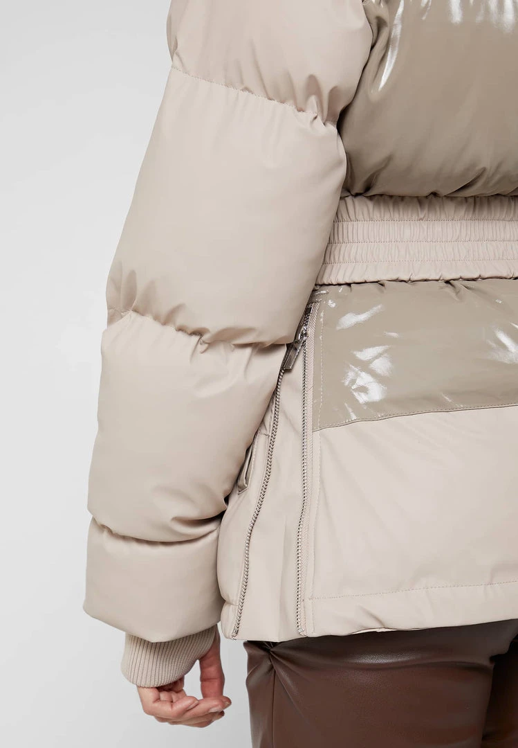 Woman Coats Matte & High Shine Belted Puffer Jacket - Beige