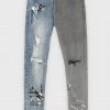 Man Denim Split Graffiti Jeans - Blue