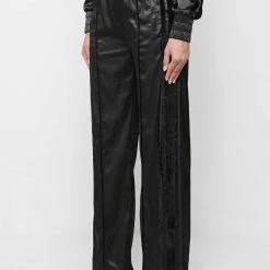 Woman Tracksuits Satin And Velvet Trousers - Black
