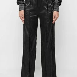 Woman Tracksuits Satin And Velvet Trousers - Black