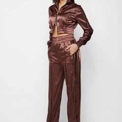 Woman Tracksuits Satin And Velvet Trousers - Brown
