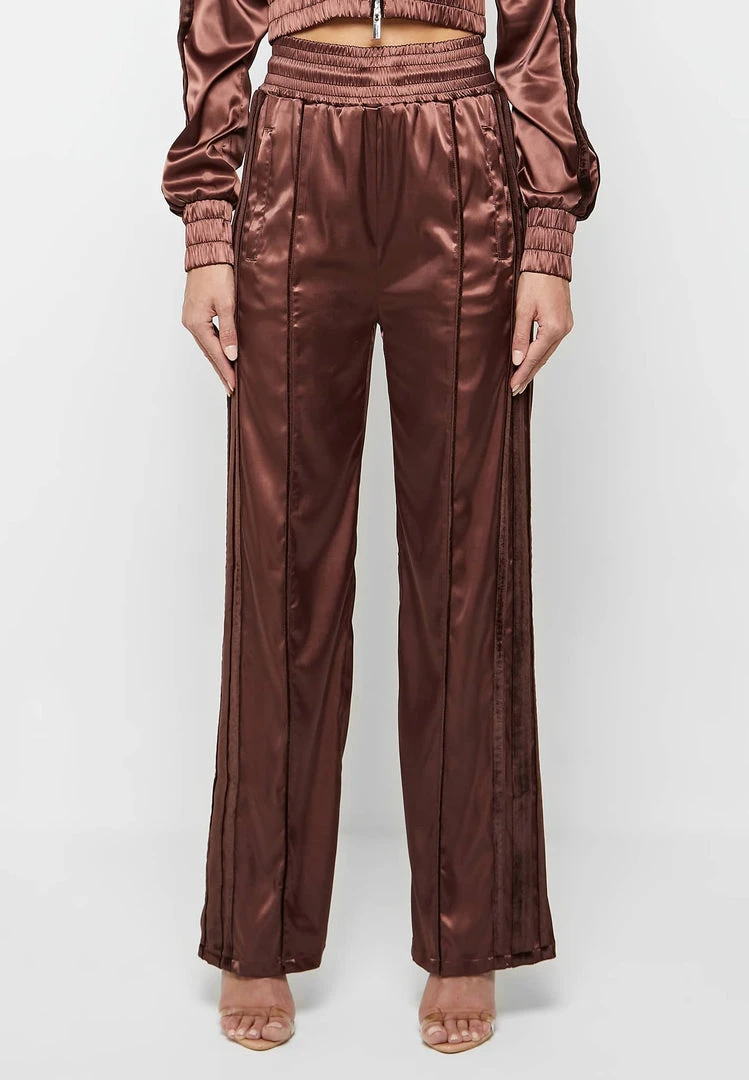 Woman Tracksuits Satin And Velvet Trousers - Brown