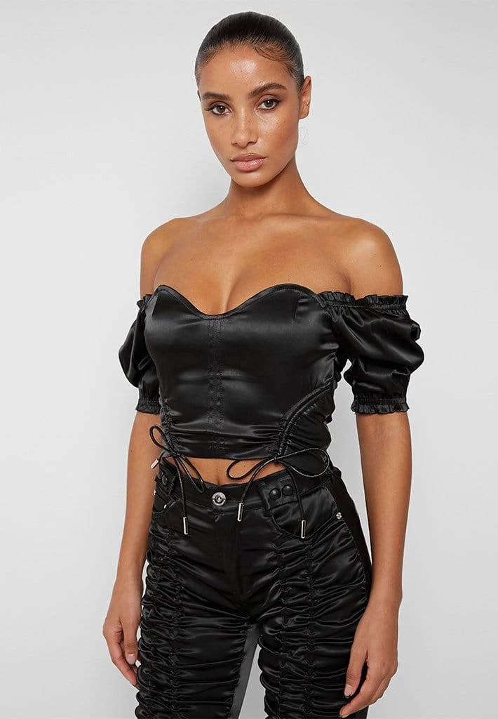 Woman Tops TOPS & T SHIRTS Satin Bustier Top - Black