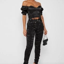 Woman Tops TOPS & T SHIRTS Satin Bustier Top - Black