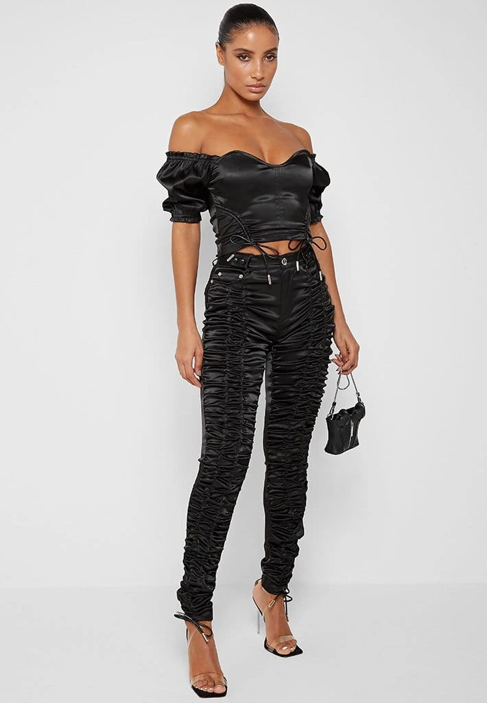 Woman Tops TOPS & T SHIRTS Satin Bustier Top - Black