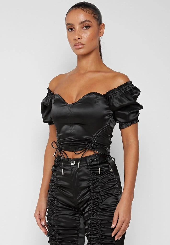 Woman Tops TOPS & T SHIRTS Satin Bustier Top - Black
