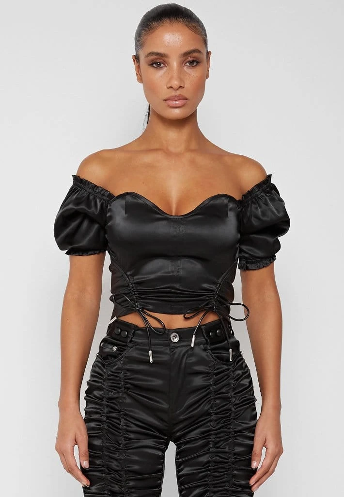 Woman Tops TOPS & T SHIRTS Satin Bustier Top - Black