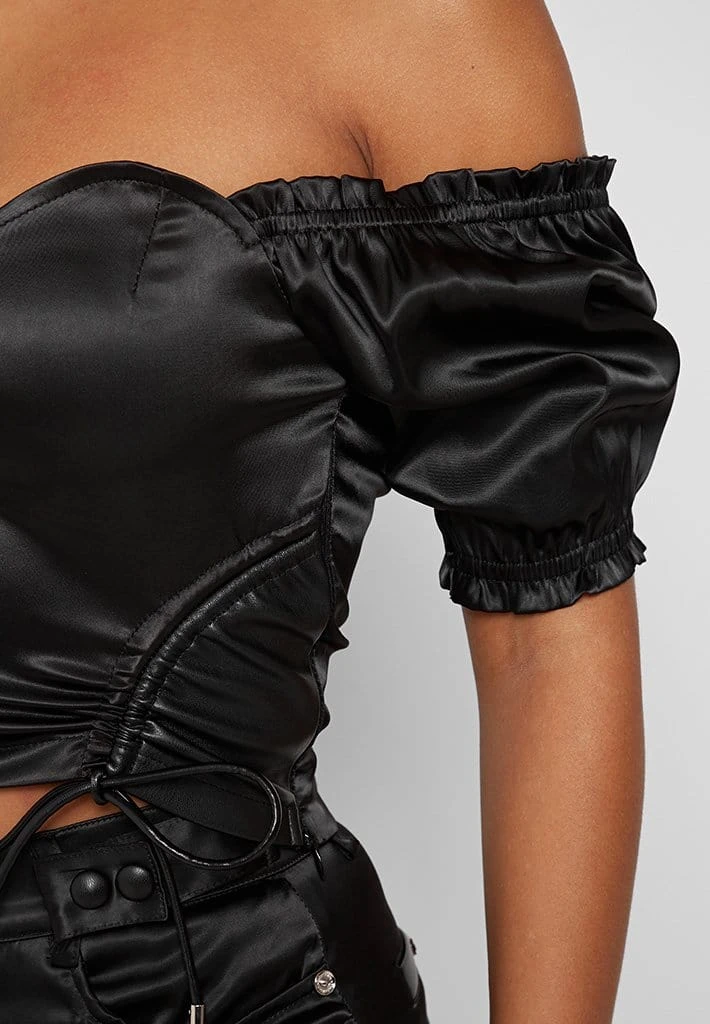 Woman Tops TOPS & T SHIRTS Satin Bustier Top - Black