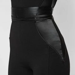 Woman Jumpsuits Satin Contour Flared Jumpsuit - Black JUMPSUITS & PLAYSUITS