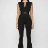 Woman Jumpsuits Satin Contour Flared Jumpsuit - Black JUMPSUITS & PLAYSUITS
