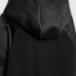 Man Hoodies Satin Sleeve Hoodie - Black