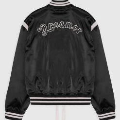Man Jackets Dreamer Satin Varsity Jacket – Black