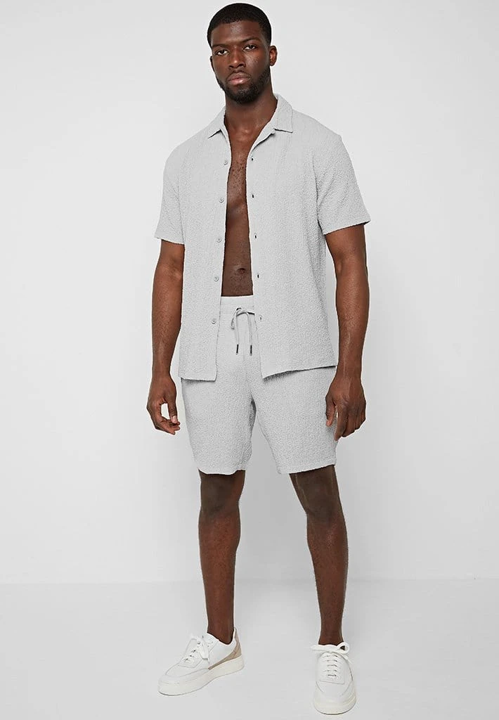 Man Shirts Seersucker Shirt - Grey