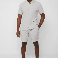 Man Shorts Seersucker Shorts - Grey SHORTS SETS