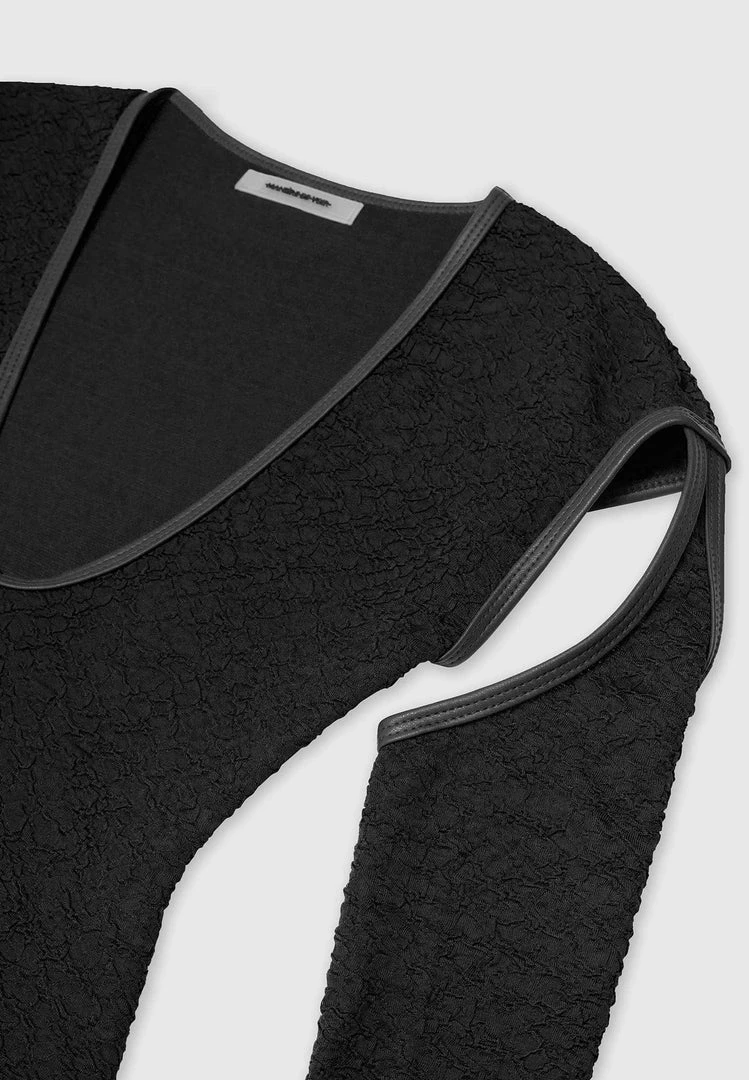 Woman Tops Shirred Cut Out Bodysuit - Black