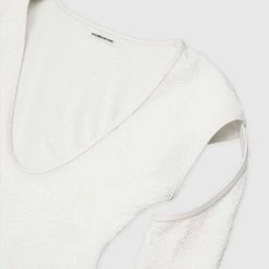 Woman Tops Shirred Cut Out Bodysuit - Off White BODYSUITS