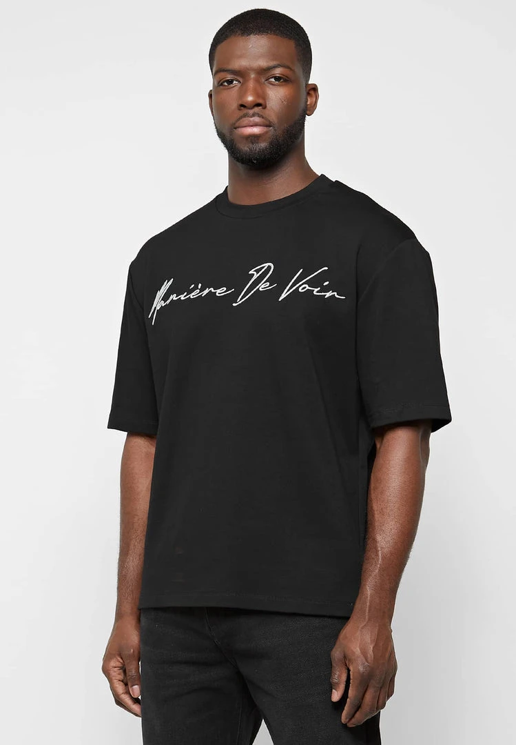 Man T-Shirts T-SHIRTS & TOPS Signature Embroidery T-Shirt - Black