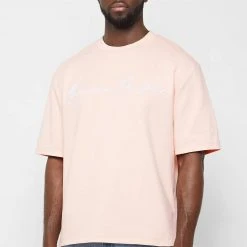 Man T-Shirts Signature Embroidery T-Shirt - Pink