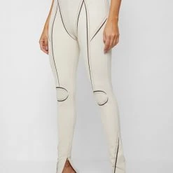 Woman Leggings Sketch High Waisted Bandage Leggings - Beige