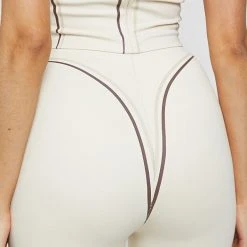 Woman Leggings Sketch High Waisted Bandage Leggings - Beige