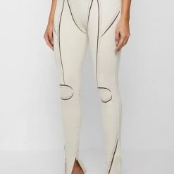 Woman Leggings Sketch High Waisted Bandage Leggings - Beige