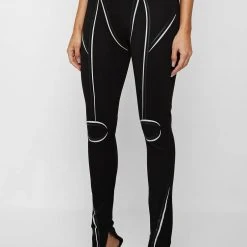 Woman Leggings Sketch High Waisted Bandage Leggings - Black