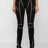 Woman Leggings Sketch High Waisted Bandage Leggings - Black