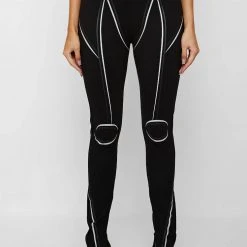 Woman Leggings Sketch High Waisted Bandage Leggings - Black